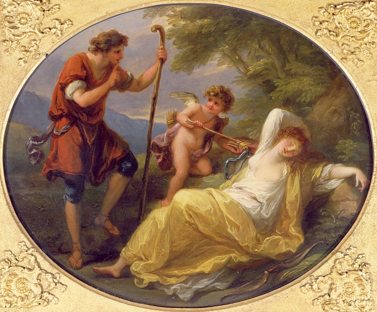 Alvó nimfa, akit egy pásztor figyel, 1780 (olaj, réz) alkotó: Angelica Kauffmann