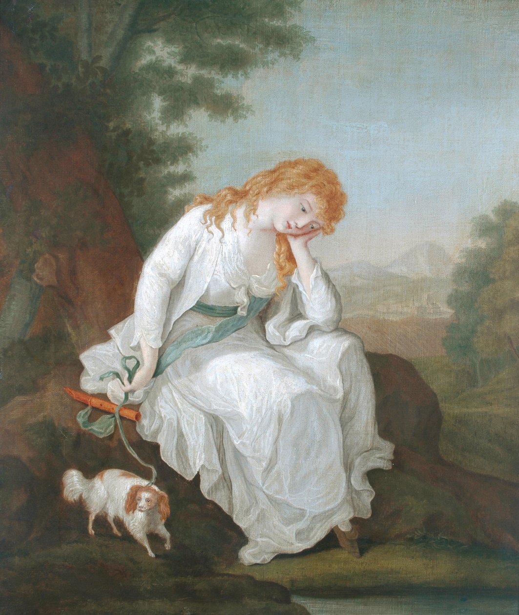 Valószínűleg Maria of Moulines Sterne „Szentimentális utazás” című művéből, 1766-81 alkotó: Angelica Kauffmann