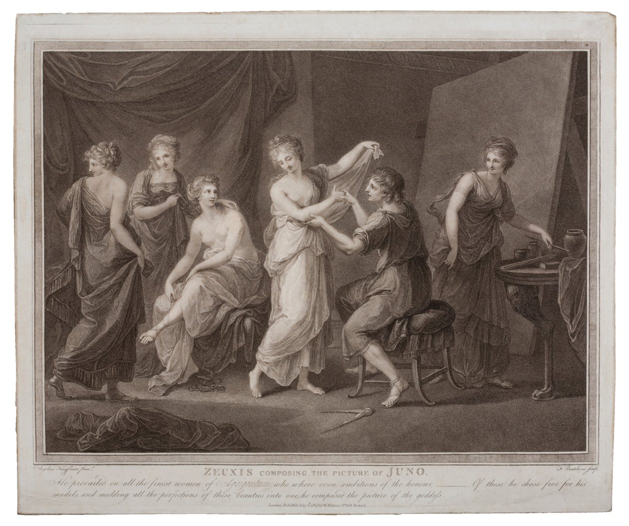 Zeuxis Francesco Bartolozzi (1727-1815) Junó-képét komponálja, W. Palmer kiadója Londonban, 1785 alkotó: Angelica Kauffmann