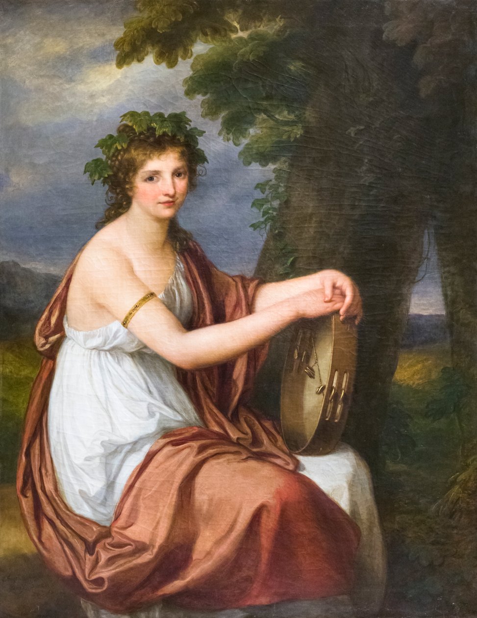 Bacchante-nak öltözött fiatal nő portréja alkotó: Angelica Kauffman