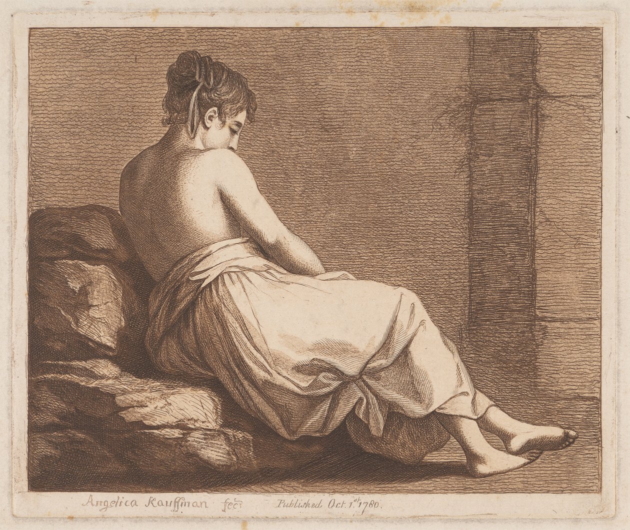Köveken ülő nő alkotó: Angelica Kauffmann