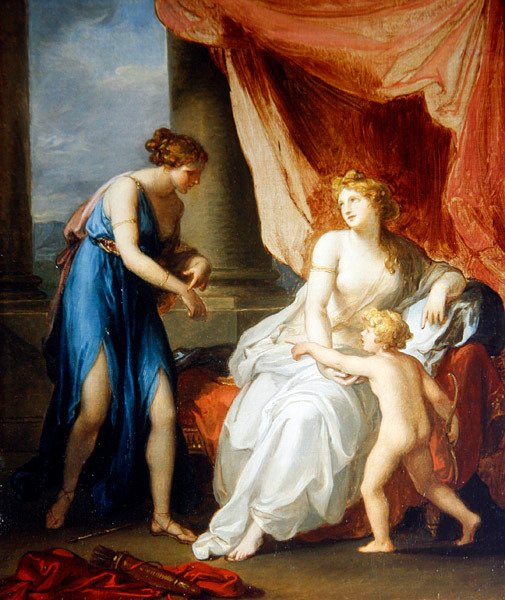 Euphrosyne megsebesült Ámortól, panaszkodik Vénusznak (olaj, vászon) alkotó: Angelica Kauffmann