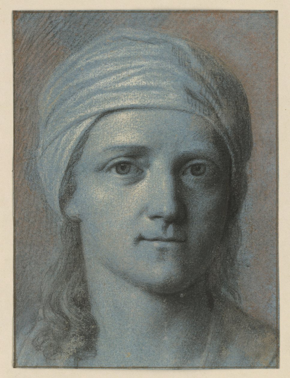 Női fej szemből, turbánnal alkotó: Angelica Kauffmann
