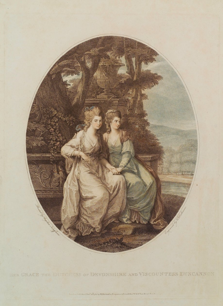 Her Grace Devonshire hercegnője és Duncannon vikomtné, W. Dickinson metszet, 1782 alkotó: Angelica Kauffmann