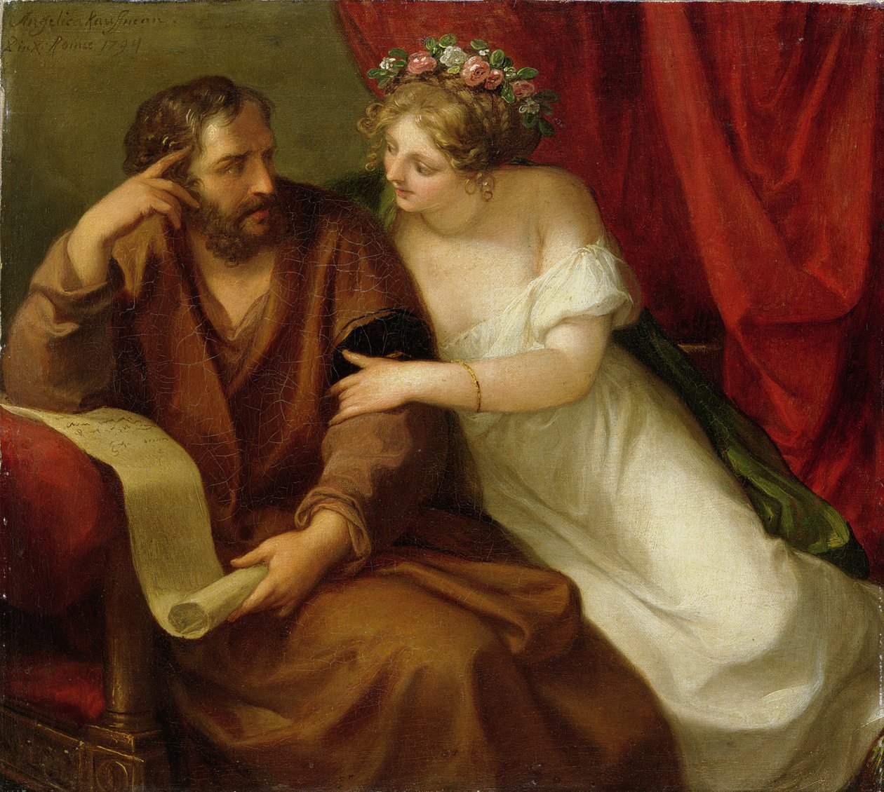 Phryne elcsábítja a filozófust, Xenokratész, 1794 alkotó: Angelica Kauffmann