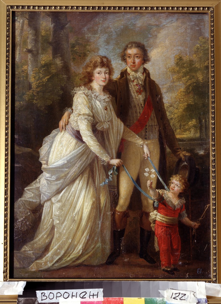 ""Családi portré"" Svájci nemesi család, a gyermeket az anyja tartja szalagokkal. Angelika Kauffmann festménye (Angelica Kauffmann alkotó: Angelica Kauffmann