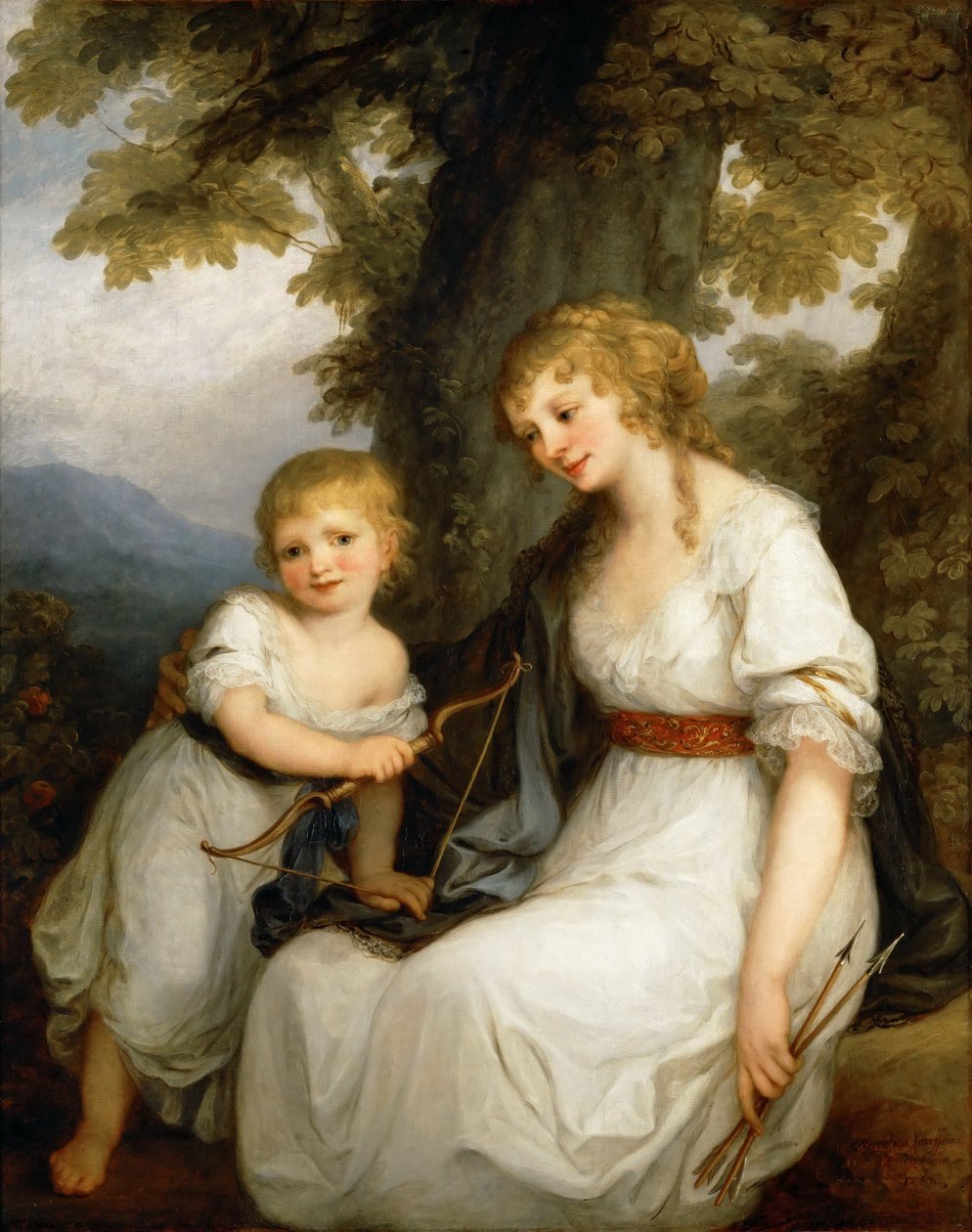 Barbara Juliane von Krüdener portréja 1764-1824 fiával, Paullal alkotó: Angelica Kauffmann