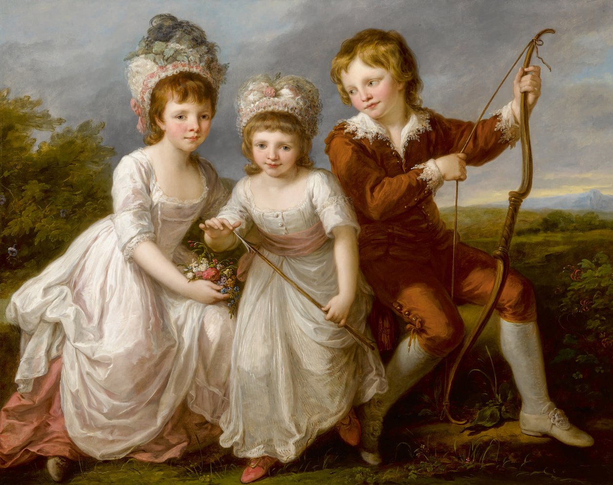 Lady Georgiana Spencer, Henrietta Spencer és George Viscount Althorp portréja, c. 1766. alkotó: Angelica Kauffmann