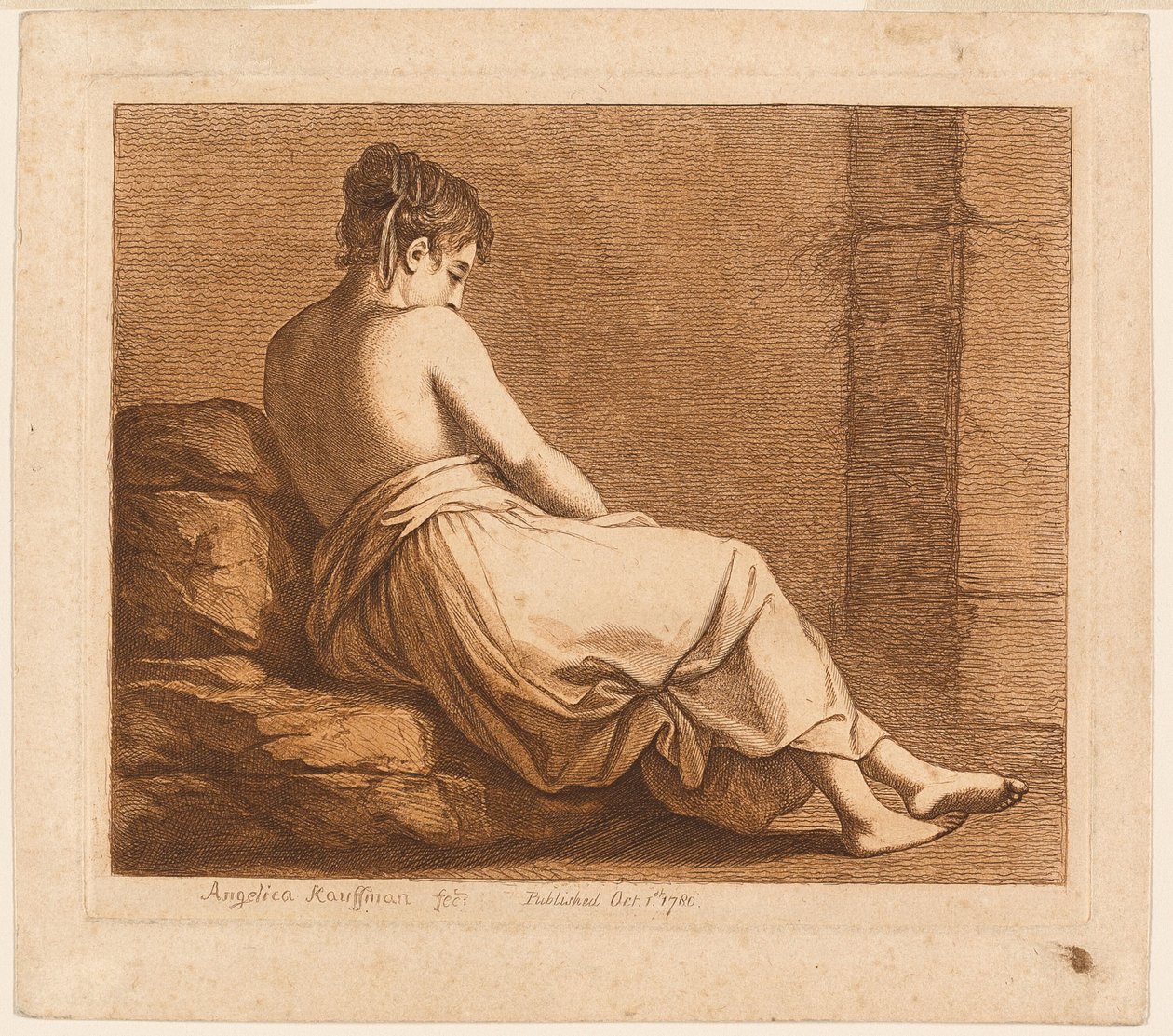 Fekvő lány hátulról nézve alkotó: Angelica Kauffmann