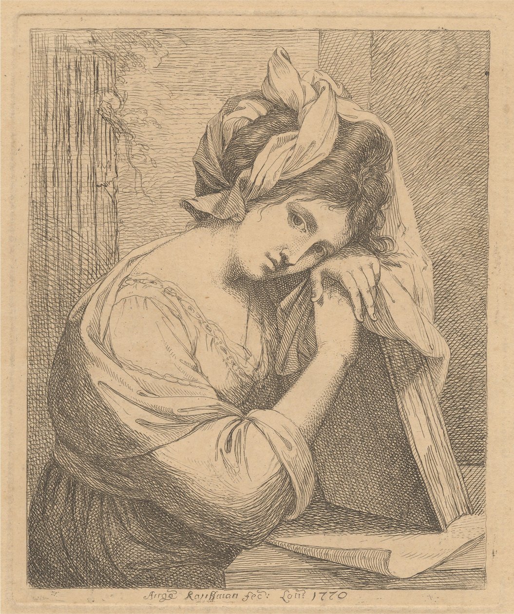 Töprengő fiatal nő alkotó: Angelica Kauffmann