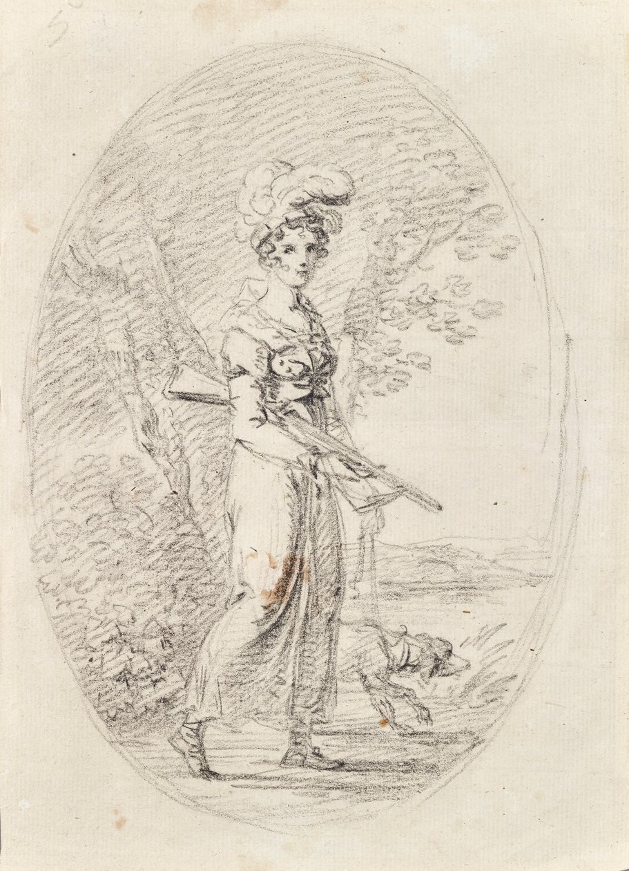 Vadásznő kutyával alkotó: Angelica Kauffmann