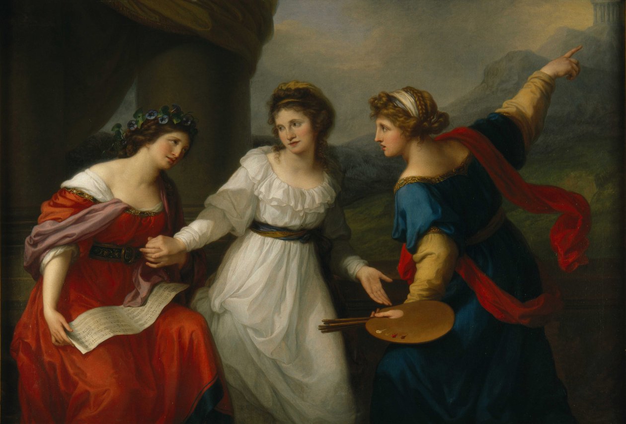A zene és a festészet között tétovázó művész önarcképe, 1794. alkotó: Angelica Kauffmann