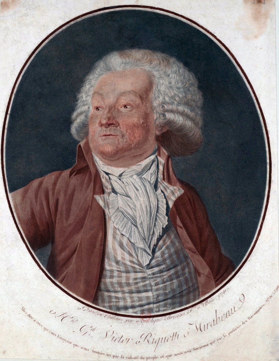 Gabriel de Riqueti író portréja, Mirabeau grófja (1749-1791) - A szerző portréja, G.V. Mirabeau (1749-1791) - Angelique Allais (született: Briceau) metszete (aktív 18. század), rézkarc, akvarell 1791 (29,5x25 cm) - Magángyűjtemény alkotó: Angelique (fl.1796 d.1827) Allais