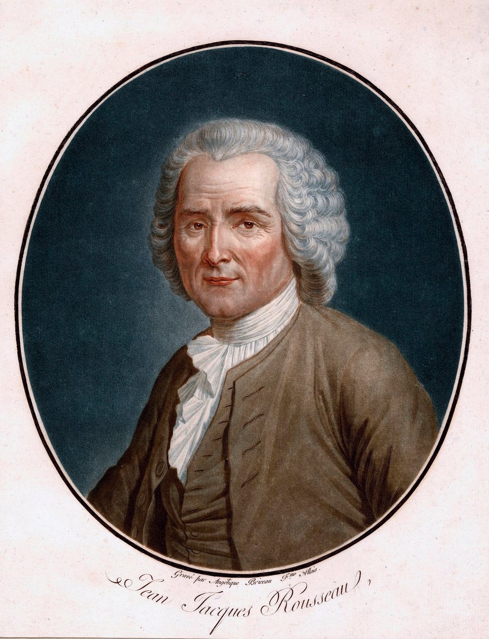 Jean Jacques Rousseau (1712-1778) portréja - Jean-Jacques Rousseau portréja - Angelique Allais (született: Briceau) metszete (aktív 18. század), rézkarc, akvarell 1791 (24,5x21,5 cm) - Bibliotheque de Geneve alkotó: Angelique (fl.1796 d.1827) Allais