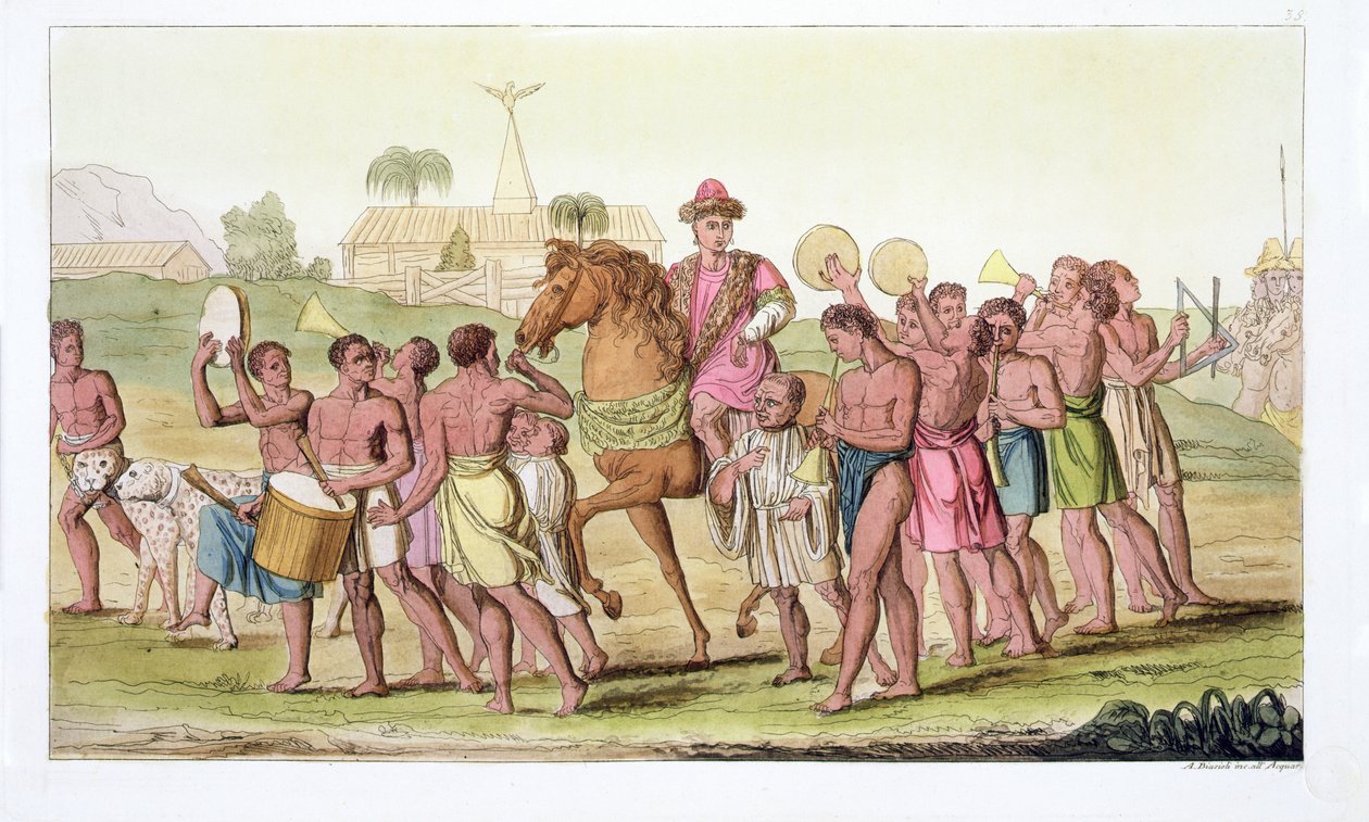 Corallo, A benini király fesztiválja, 38. tábla Jules Ferrario "Le Costume Ancien et Moderne" című művéből, 1820-30-as évek körüli kiadás. alkotó: Angelo Biasioli