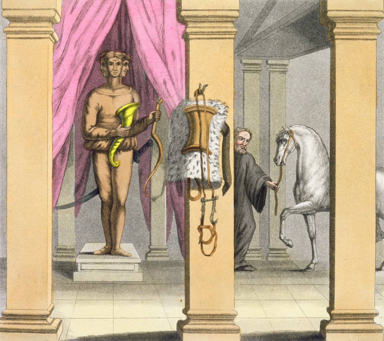 Caligula lovának istállója, Incitata, 1800-1818 körül alkotó: Angelo Biasioli
