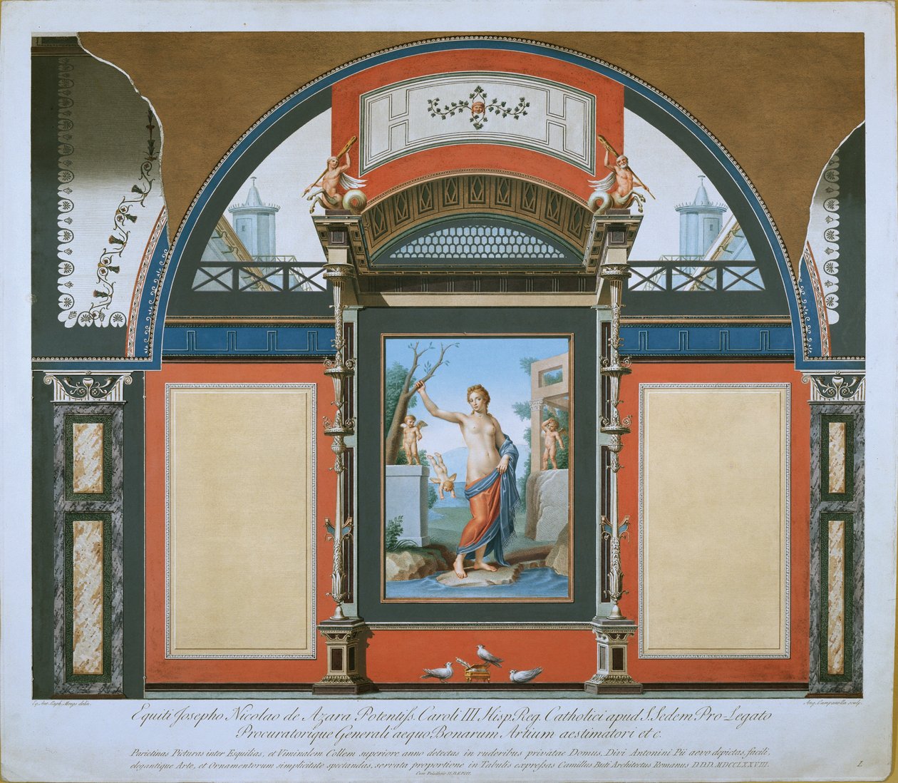 Az Antik szoba falfestménye a Villa Negroniból, 1778 alkotó: Angelo Campanella