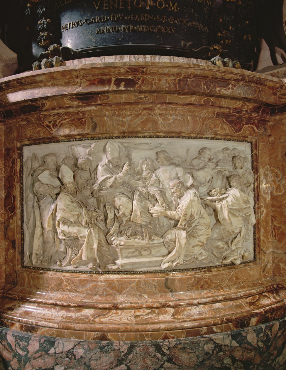 Öt szent kanonizációja VIII. Sándor pápa által 1690. október 16-án (márvány) alkotó: Angelo de Rossi