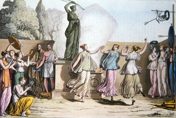 Delian Dance, illusztráció Jules Ferrario „Le Costume Ancien ou Moderne” című művéből, metszett Paolo Fumagalli, Milánó 1819 (színes metszet) alkotó: Angelo (after) Monticelli