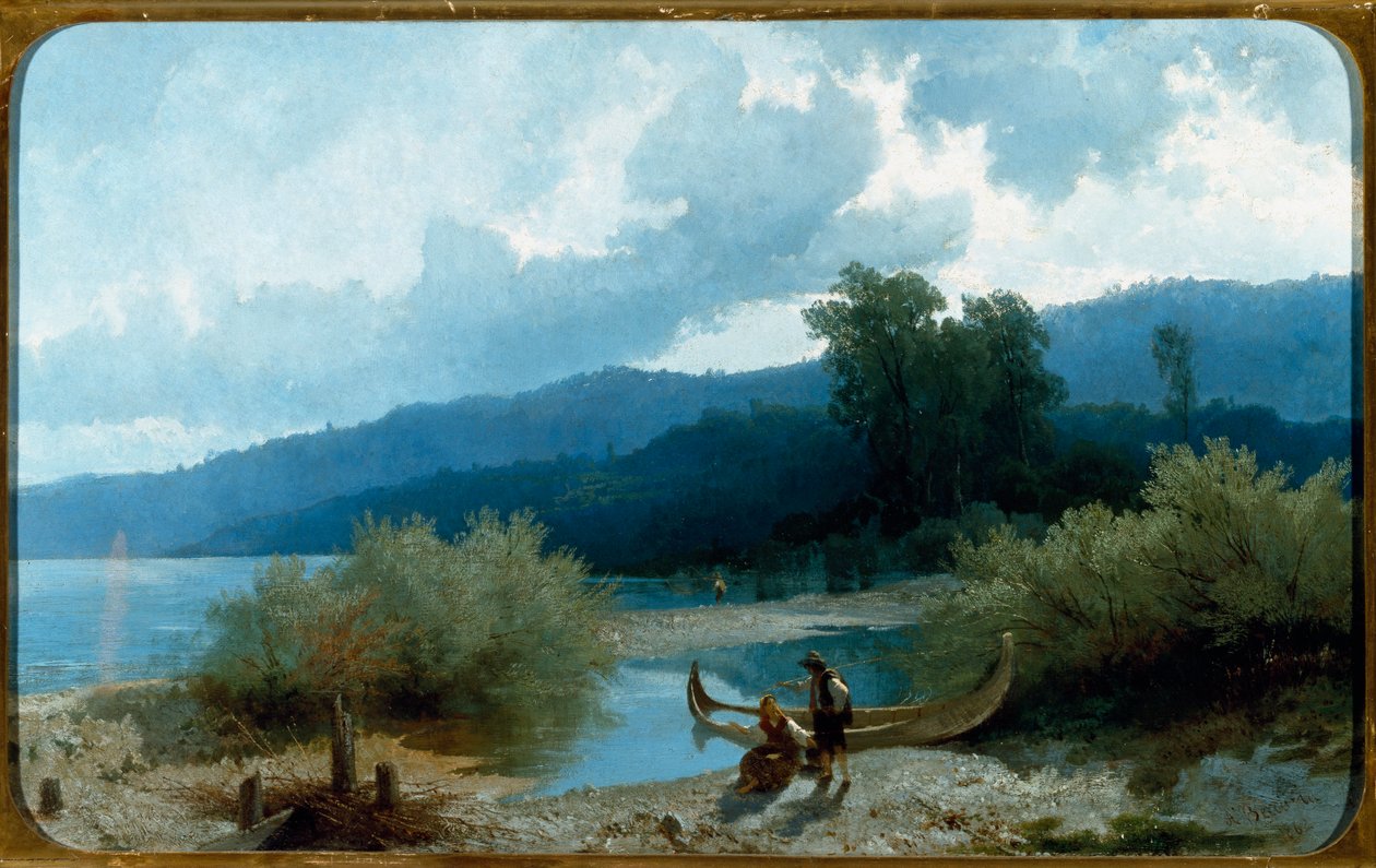 Angelo Beccaria (1820-1897) festménye a tóról (Tókép) 1862 Méret: 55,5x90,3 cm Genes, Galleria d