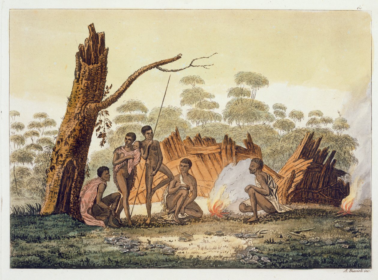 Loro lakói, New Holland, Jules Ferrario „Le Costume Ancien et Moderne” című művének 60. táblája, az 1820-as és 30-as évek körül megjelent alkotó: Angelo Biasioli