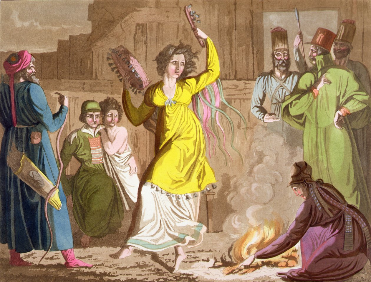 A Teleut nép sámánsága, Kemerovo régió, Szibéria, Jules Ferrario „Le Costume Ancien et Moderne” 27. táblája, az 1820-as és 30-as évek körül megjelent (színes litho) alkotó: Angelo Biasioli