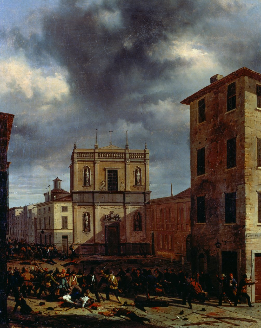 Brescia tíz napja, Angelo Inganni (1807-1880), olaj, vászon, 38x45 cm alkotó: Angelo Inganni