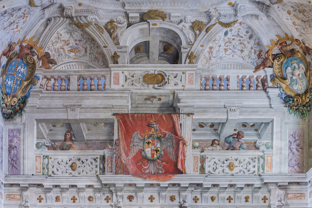 Csarnok a bolognai negyeddel, Őrség csarnoka, Este hercegi palota, Sassuolo, Olaszország alkotó: Angelo Michele Colonna
