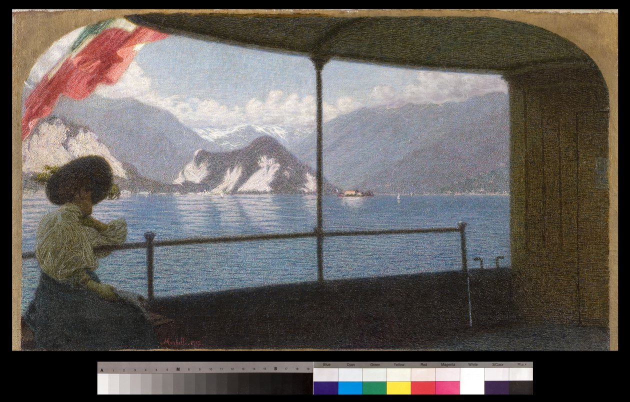 Egy hajó a Maggiore-tavon, 1915 alkotó: Angelo Morbelli