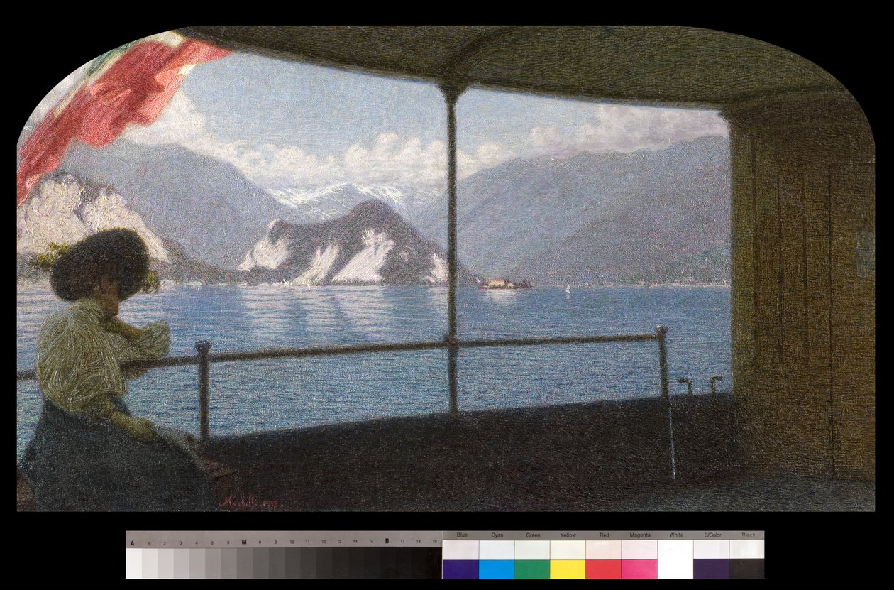 Egy hajó a Maggiore-tavon, 1915 alkotó: Angelo Morbelli