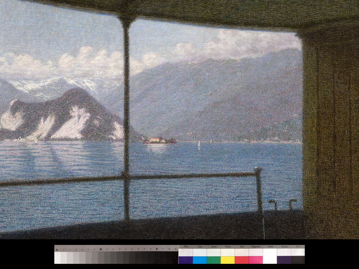 Hajó a Maggiore-tavon, 1915 alkotó: Angelo Morbelli