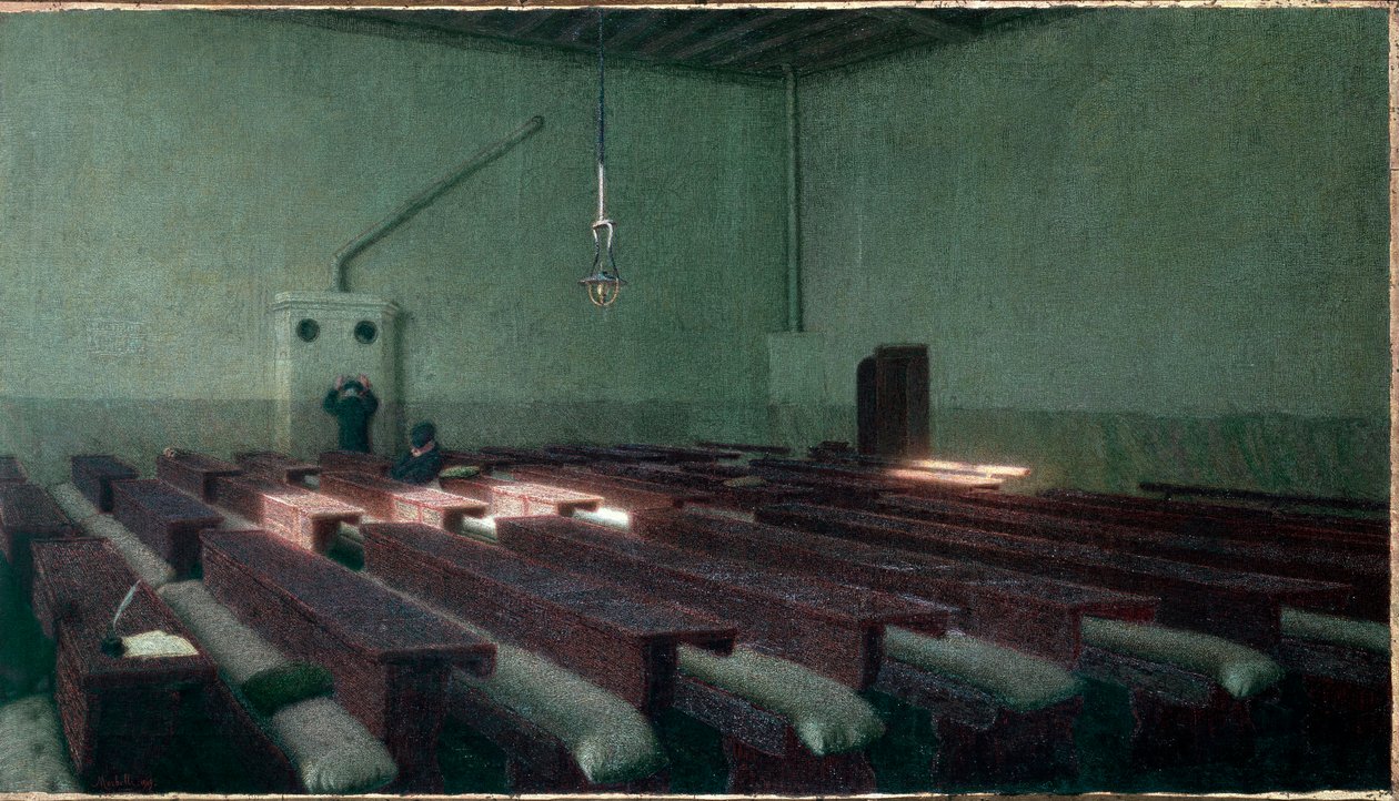 Karácsony az idősek hospice-jában Pio Albergo Trivulzio Milánóban Angelo Morbelli (1853-1919) festménye 1909 Méret: 99x173,5 cm Torino, Galleria Civica d