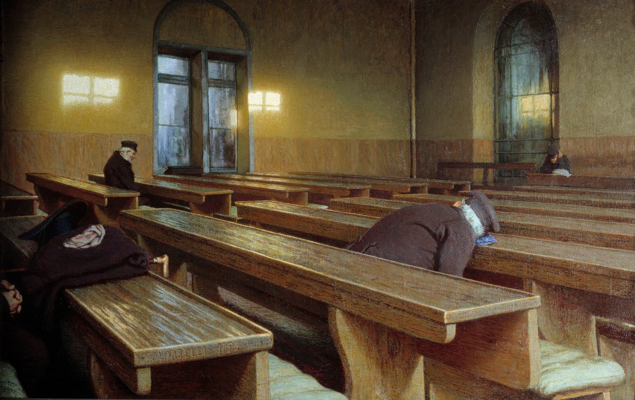 Ünnepnap a milánói Trivulzio hospice-ban. Angelo Morbelli festménye (1853-1919) alkotó: Angelo Morbelli