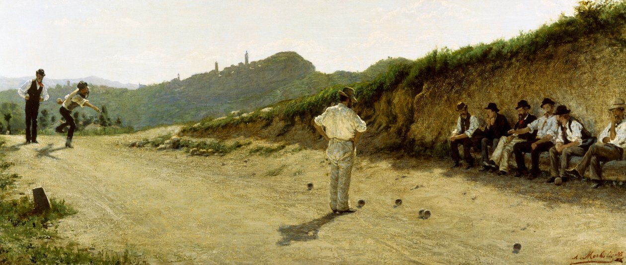 Tálak játéka, Angelo Morbelli 1885, olaj, vászon alkotó: Angelo Morbelli