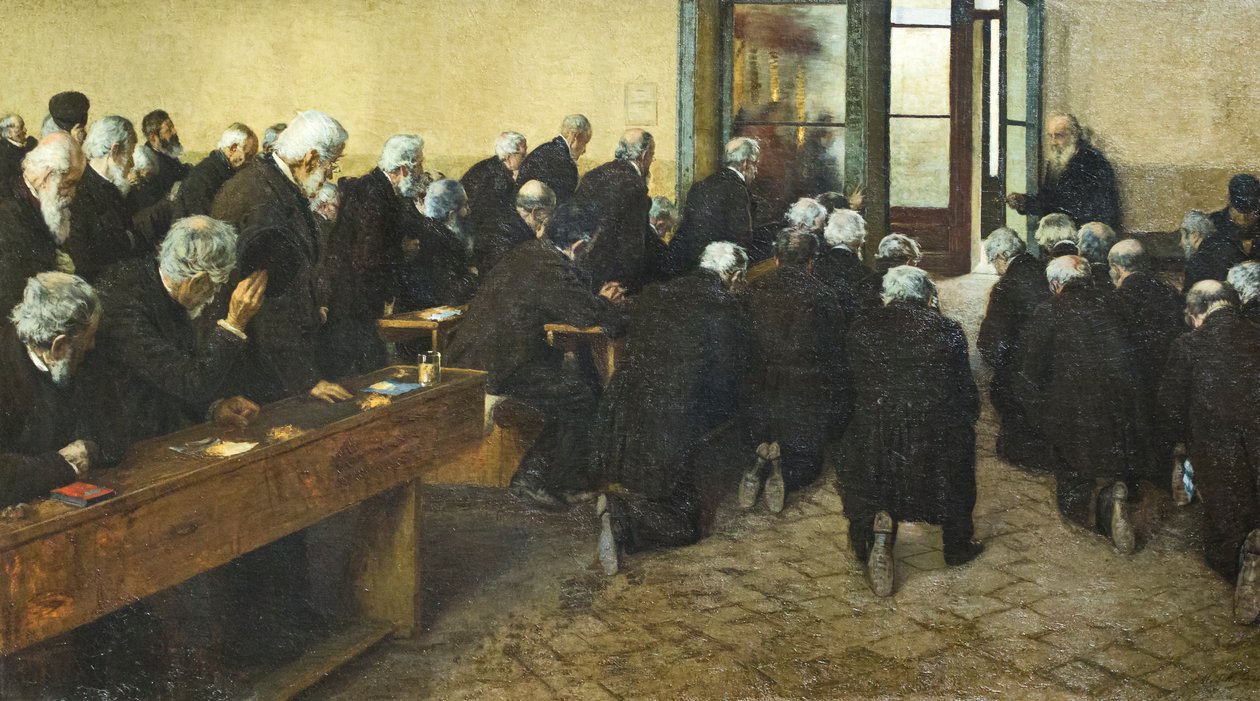 A viaticum, 1884 (olaj, vászon) alkotó: Angelo Morbelli