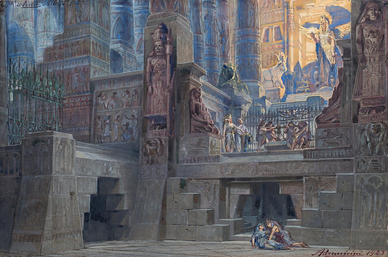 Giuseppe Verdi Opera Aida díszlete, 1923. alkotó: Angelo Parravicini