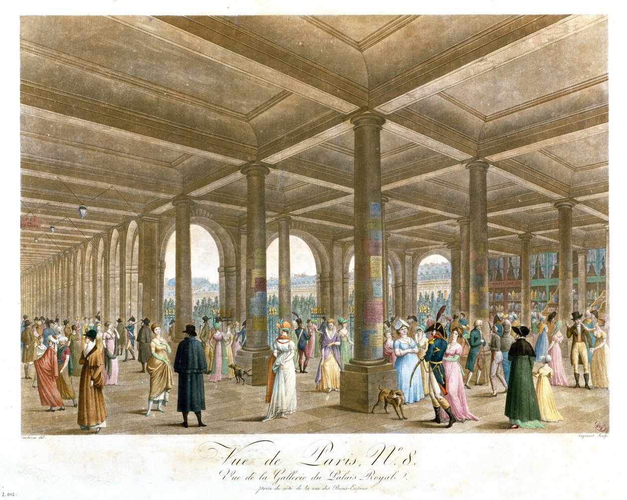 A Palais Royal árkádja, Coquerel metszete alkotó: Angelo after Garbizza