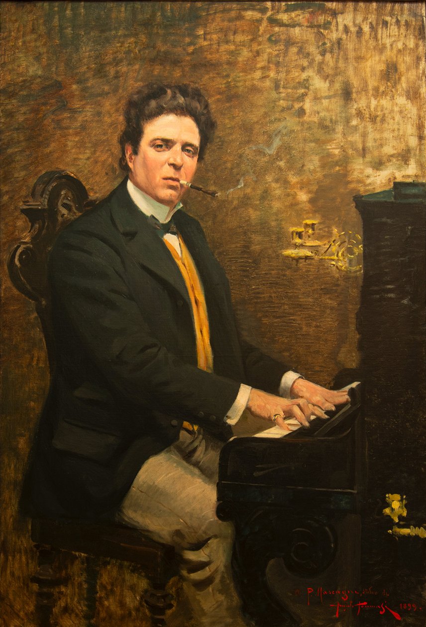 Pietro Mascagni zeneszerző portréja 1863-1945, 1899. alkotó: Angiolo Tommasi