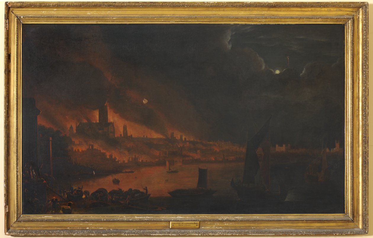 A londoni nagy tűzvész, 1666-1700 körül (olaj, vászon) alkotó: Anglo Dutch School