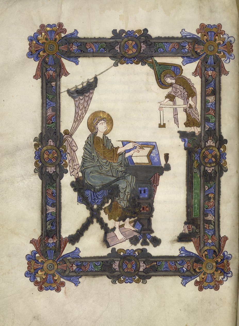 Add hozzá 34890 f.10v St. Matthew, Winchester School, c.1020 (vellum) alkotó: Anglo Saxon