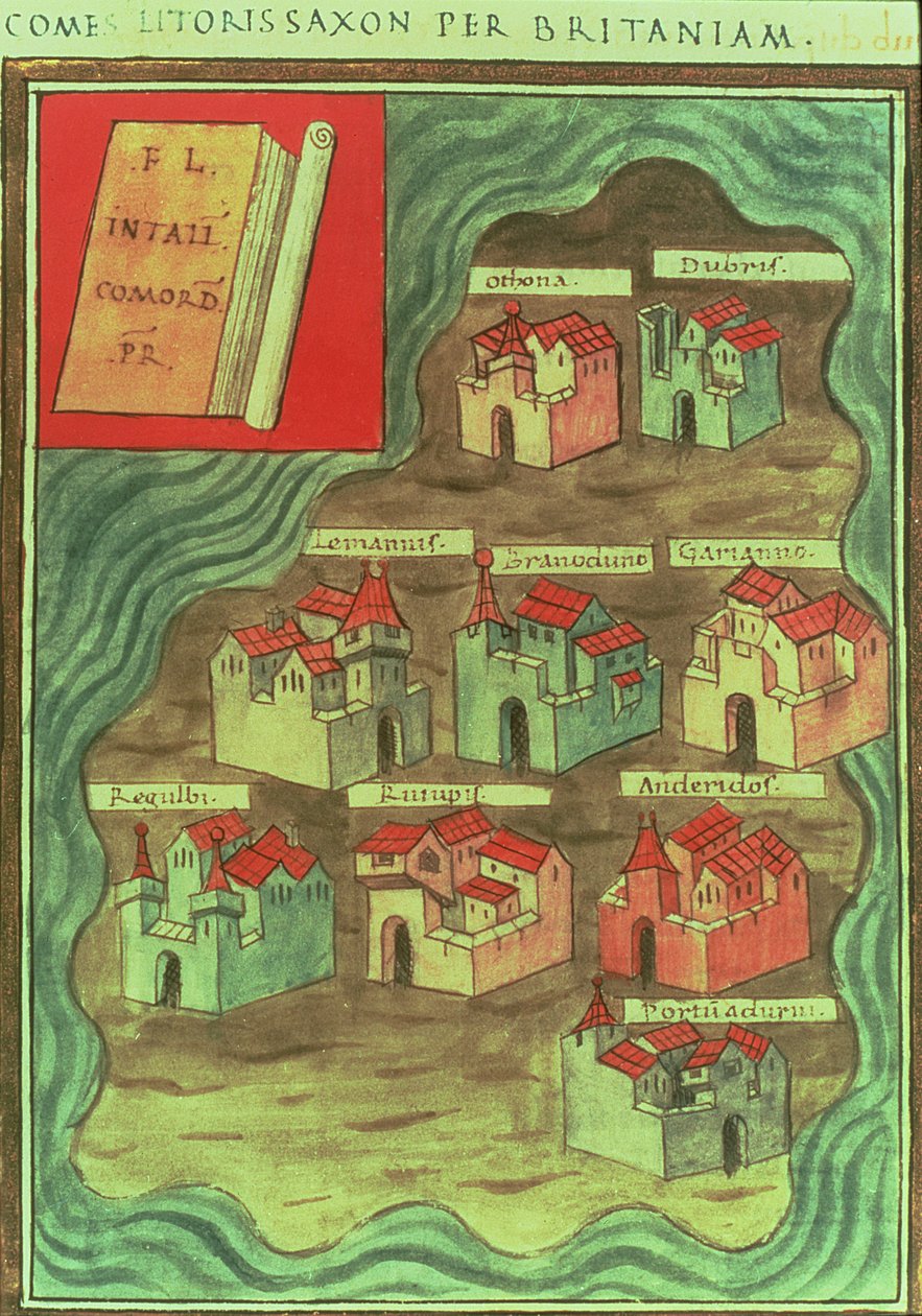 "Comes Litoris Saxon Per Britaniam", angolszász térkép, Kr.u. 950 körül (nyomtatás) alkotó: Anglo Saxon Anglo Saxon