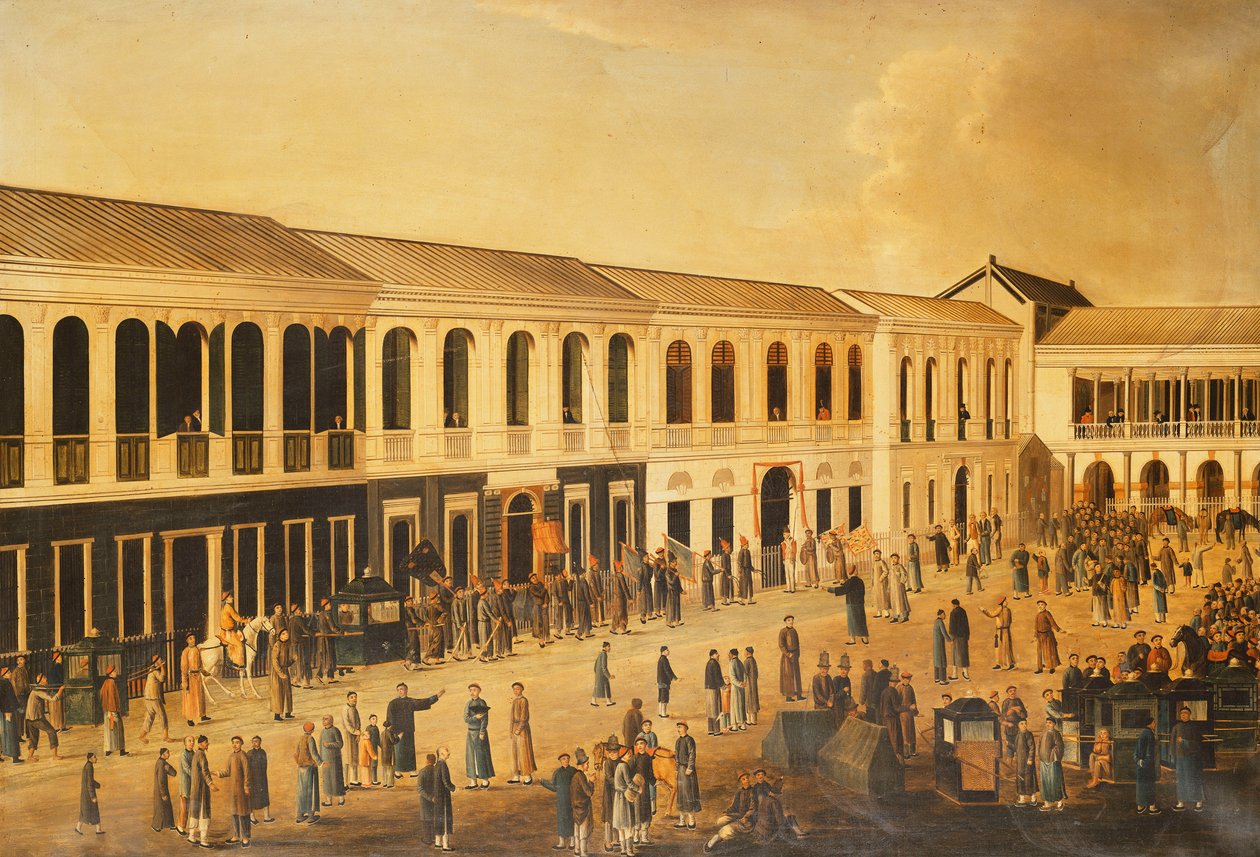 Kilátás a hongokról a kantoni vízparton, c. 1825 alkotó: Anglo Chinese School