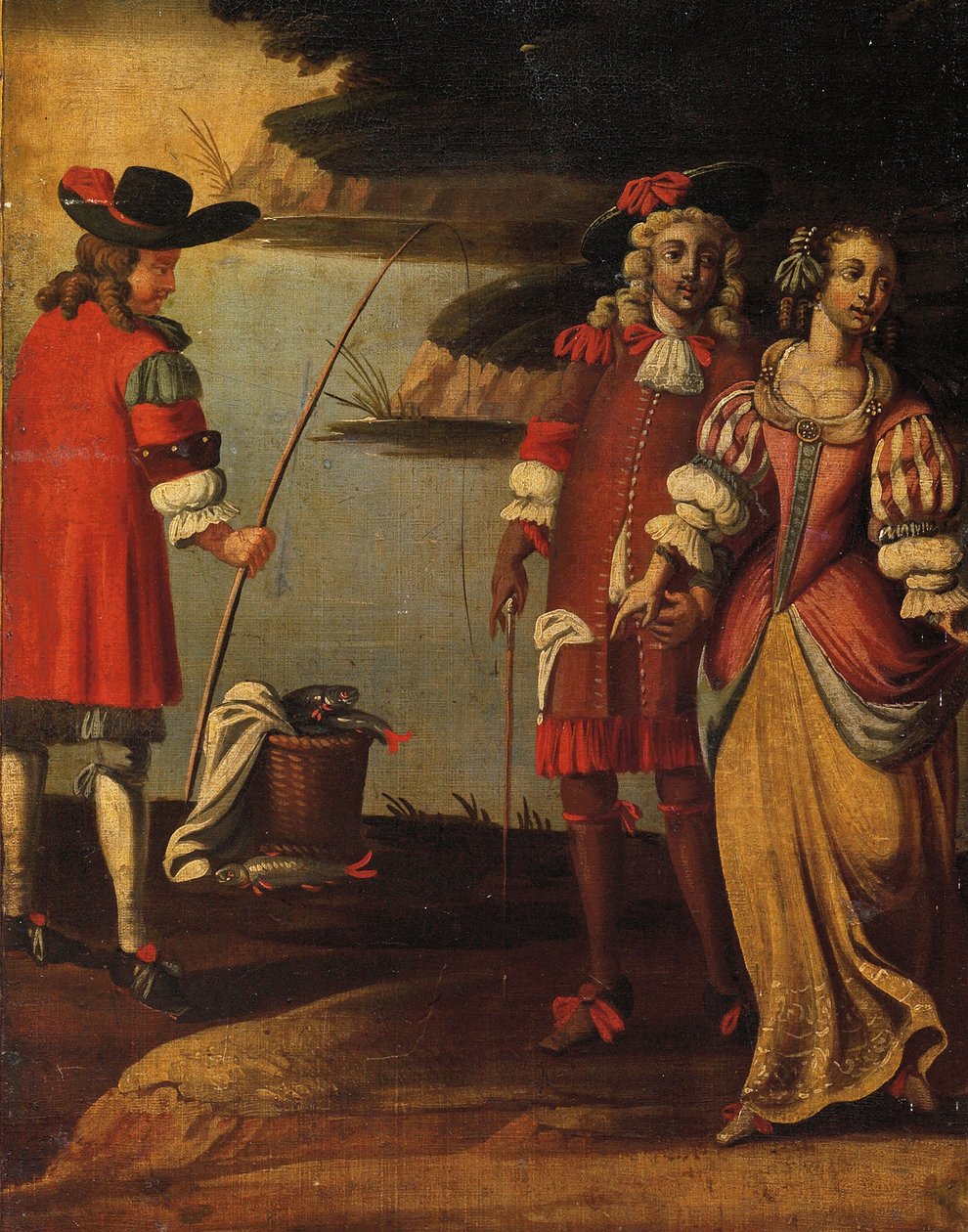 Négyszeres kétoldalas képernyő, 1700 körül (festett vászon és bőr) (3248382 részlet) alkotó: Anglo Flemish School