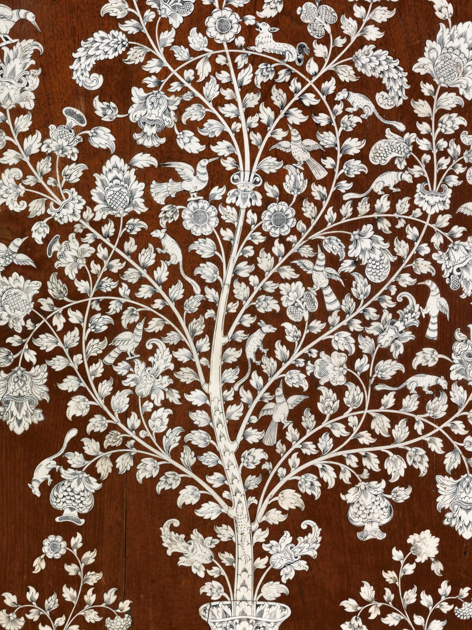 Bureau-cabinet, Vizagapatam, 1720-30 körül (elefántcsont, teak, ébenfa és teknősbékahéj) alkotó: Anglo Indian School