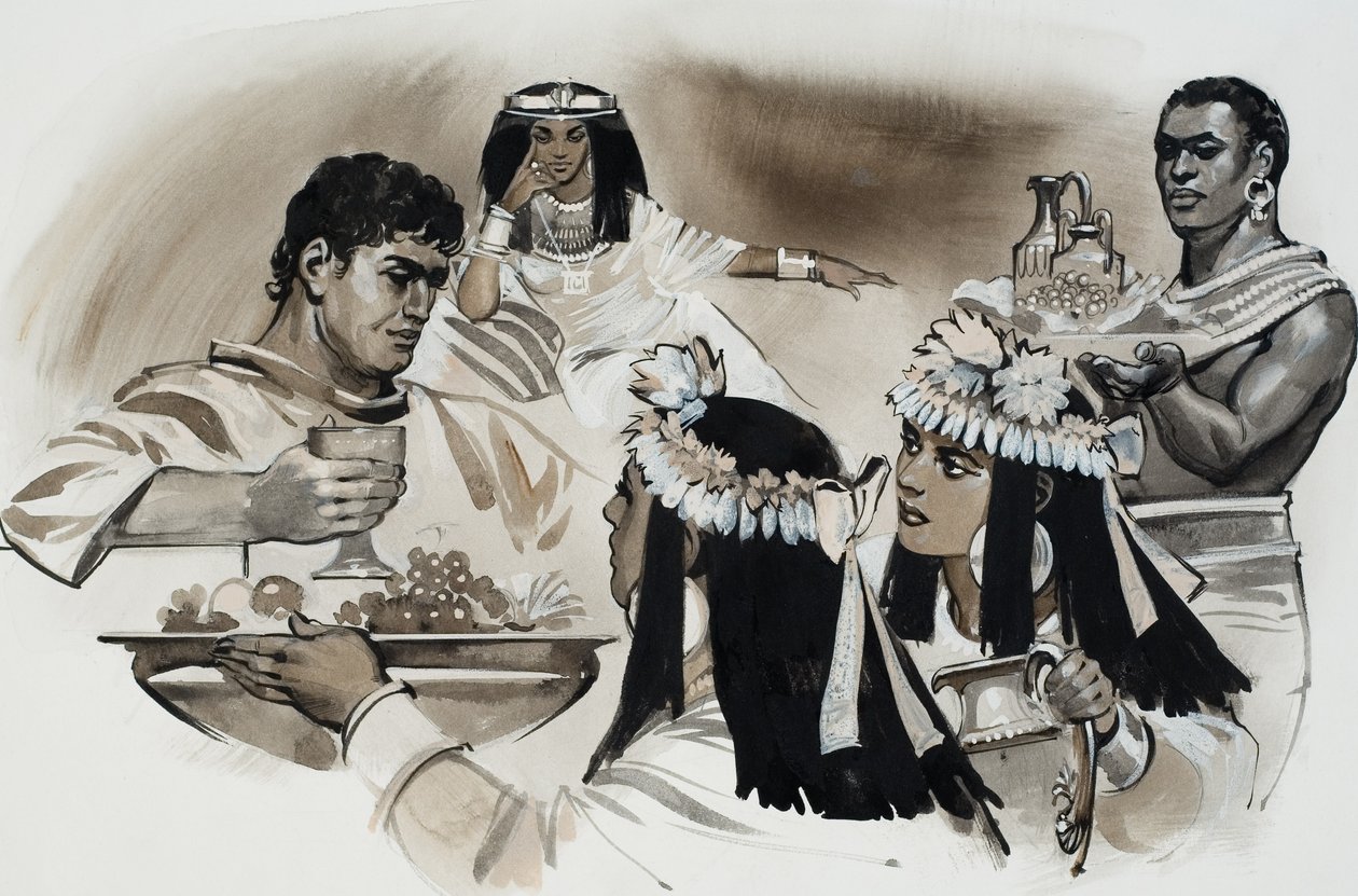 Antonius és Kleopátra (gouache, papír) alkotó: Angus McBride