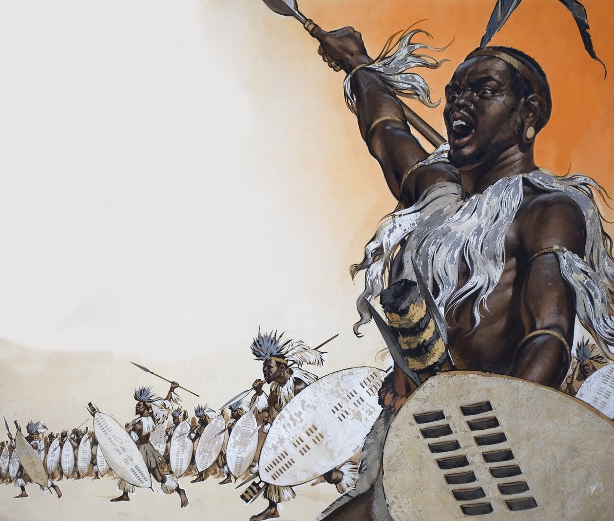 Chaka csatában Tulwana impi ezredének élén (gouache, papír) alkotó: Angus McBride