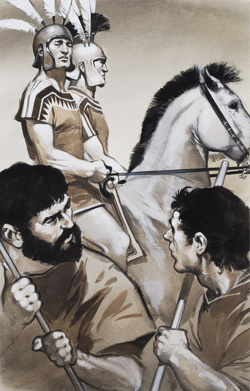 Etruszk katonák (gouache, papír) alkotó: Angus McBride