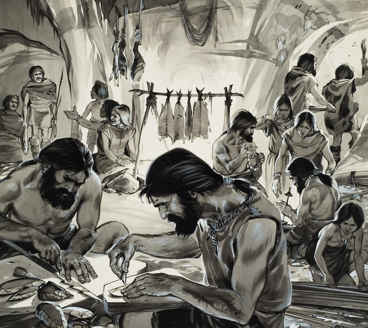 Az emberiség kialakulóban, a "jégkorszak" (gouache, papír) alkotó: Angus McBride