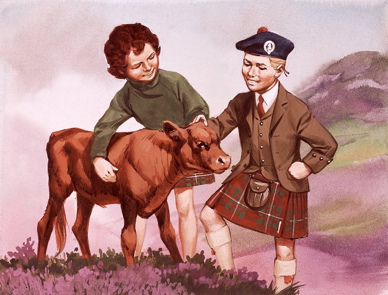 Skót gyerekek nemzeti viseletben alkotó: Angus McBride