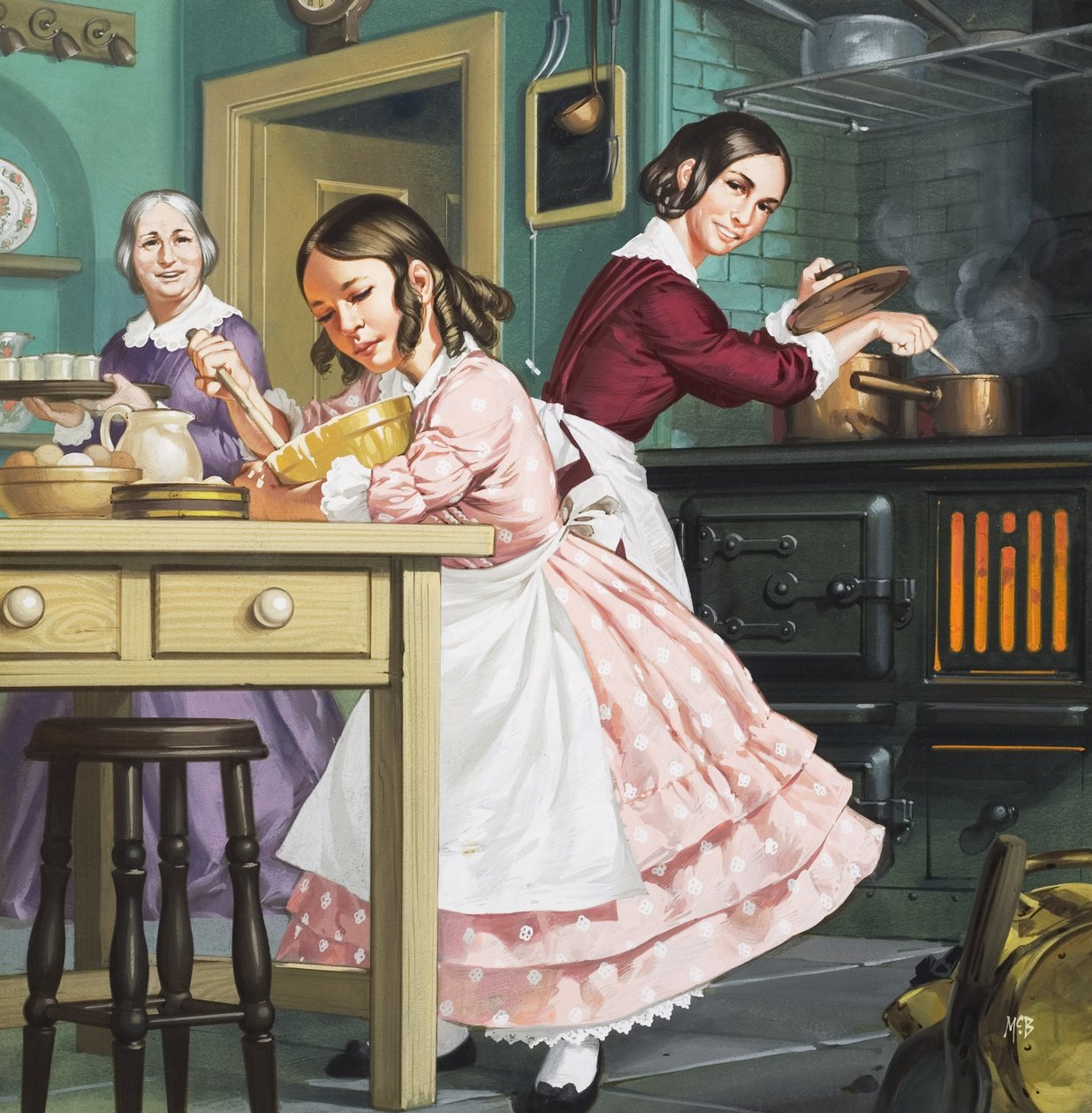 "Vegyen 800 tojást...", Mrs. Beeton (1835-65) gyermekként (gouache, papír) alkotó: Angus McBride